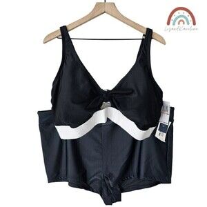 New! Aqua Couture Two Piece Bikini Top Swim Short Swimsuit Plus Size 2X/3X